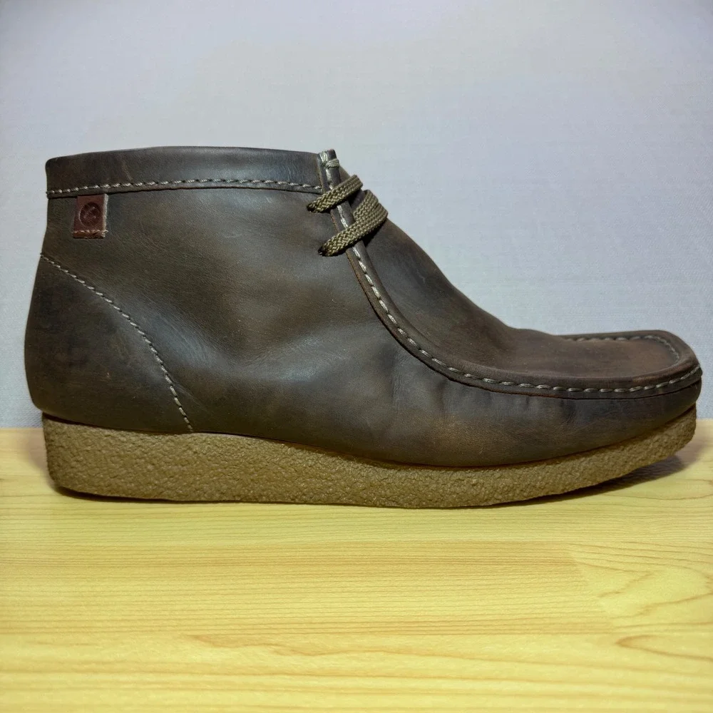 Clarks Mens Wallabee Chukka Leather Boots Dark Brown Size 12